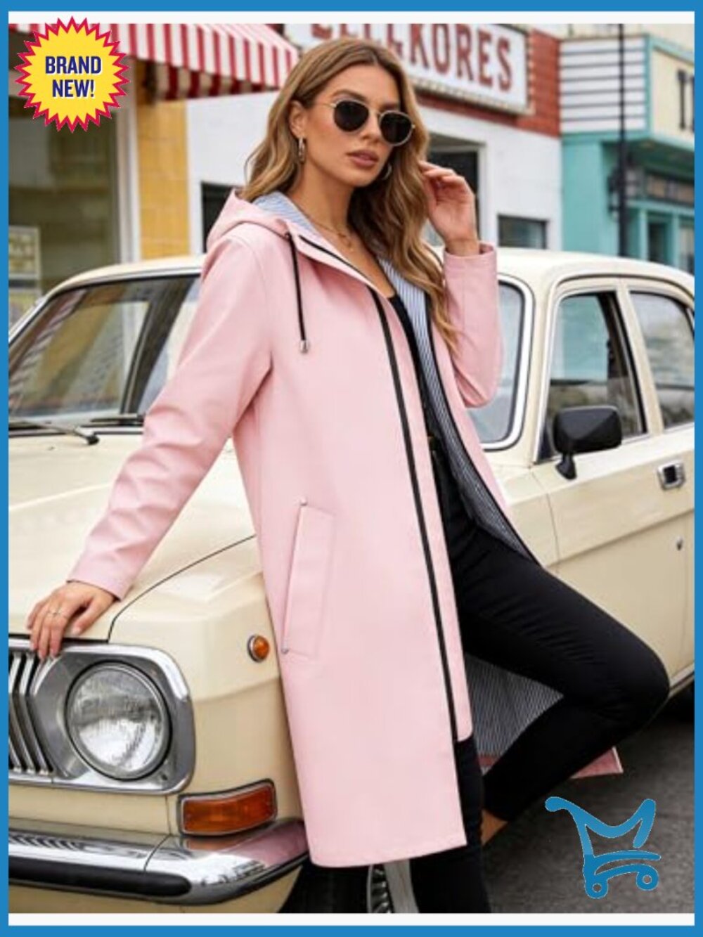 Long Raincoat Waterproof Hooded Lightweight Windbreaker Trench Coat - Picture 6 of 7